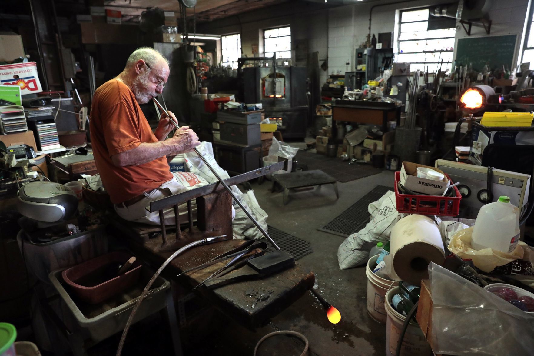 Glass blower has one hot job